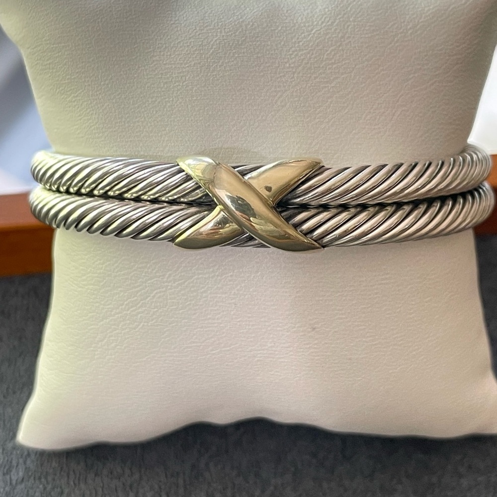 David Yurman 925 & 14k Gold 10mm Signature X Bracelet